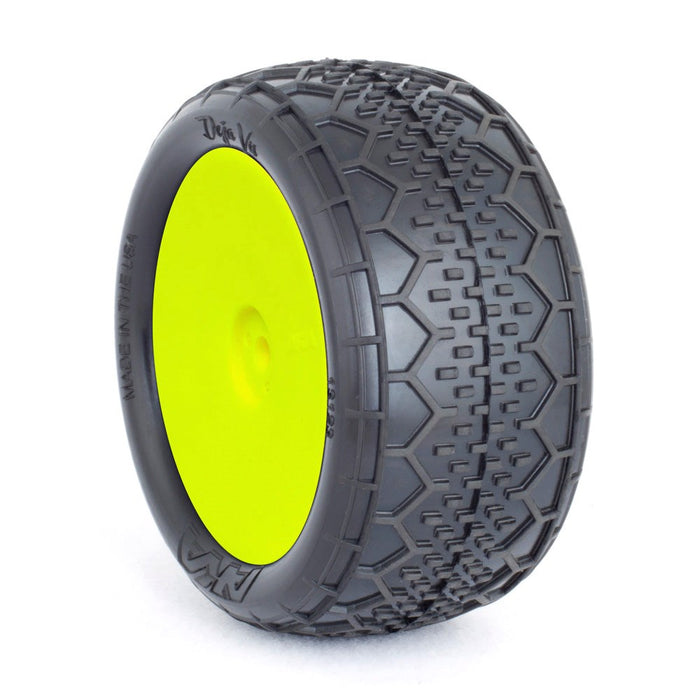 AKA AKA13123WRY 1/10 Buggy Evo Deja Vu Rear (Ultra Soft) Evo Wheel Pre-Mounted Yellow