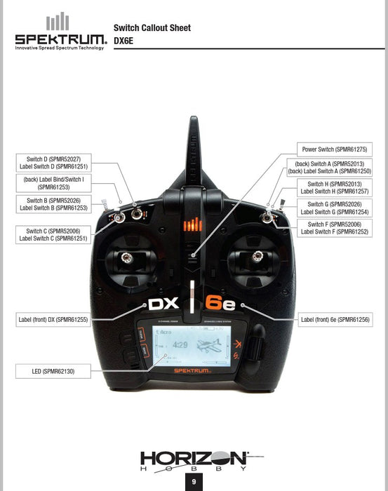 Spektrum SPMR52013 DX7S 2 Position Long Gear Mix ACRO)/Throttle Hold (HELI) (back) (SPMR52013)