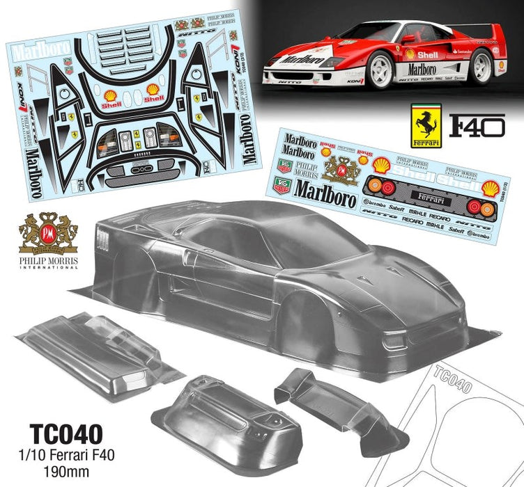 Team C TC040-MO 1/10 Ferrari F40 190mm Marlboro Decal Sheet