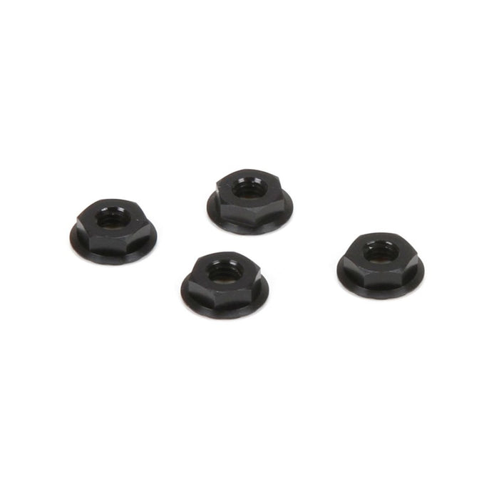 TLR LOSI TLR336003 M4 Aluminum Serrated Nuts Low Profile Black (4)