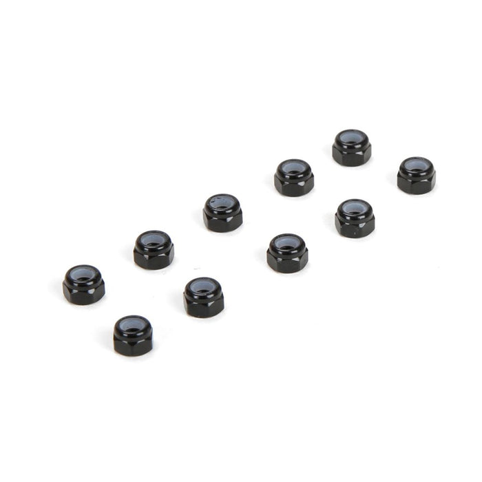 TLR LOSI TLR336004 M3 (3mm) Aluminum Lock Nuts Black (10)