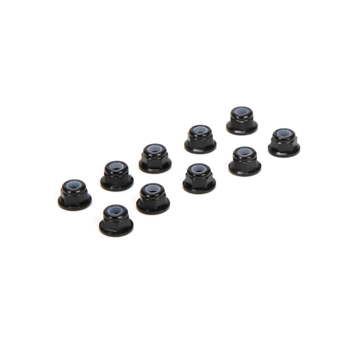 TLR LOSI TLR336005 M3 Flanged Aluminum Lock Nuts Black (10)