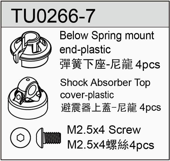 Team C TU0266-7 Bleeder Shock Caps For Big Bore (4) TM2 V2 TM4 TM2SC