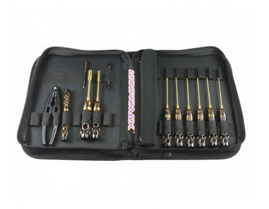 Arrowmax AM-199441 Toolset For 1/10 Offroad (12Pcs) With Tools Bag Black Golden