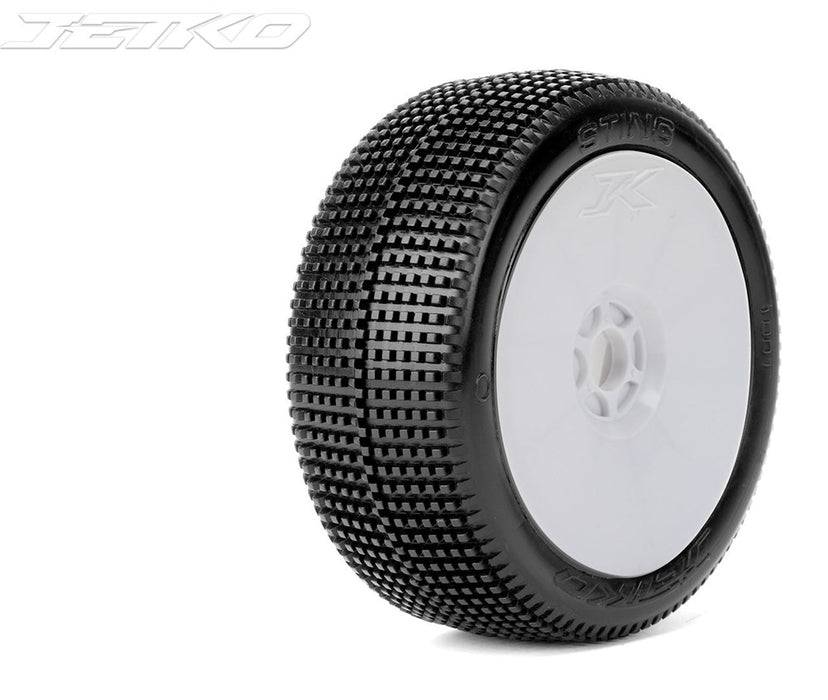 Jetko JKO1001DWUSG STING: 1/8 Buggy/Dish/White Rim/Ultra Soft/Glued Pair