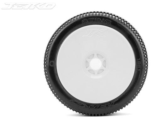 Jetko JKO1001DWUSG STING: 1/8 Buggy/Dish/White Rim/Ultra Soft/Glued Pair