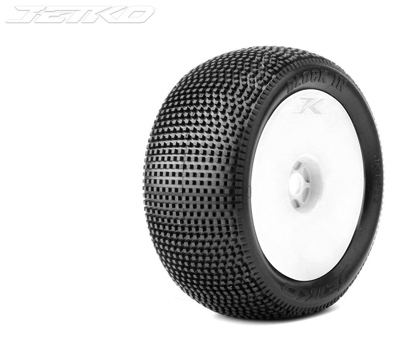 Jetko JKO1002DWUSG BLOCK IN: 1/8Buggy/Dish/White Rim/Ultra Soft/Glued