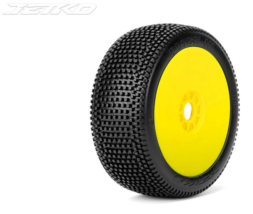 Jetko JKO1002DYSSG BLOCK IN: 1/8Buggy/Dish/Yellow Rim/Super Soft/Glued