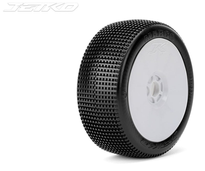 Jetko JKO1003DWSSG MARCO: 1/8 Buggy/Dish/White Rim/Super Soft/Glued Pair