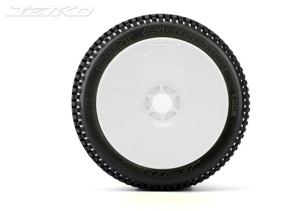 Jetko JKO1005DWSSG DIRT SLINGER: 1/8 Buggy/Dish/White Rim/Super Soft/Glued Pair