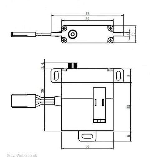 Savox SG-0211MG SG-0211MG Thin Glider Wing Servo 0.13sec 8kg @6v 29g 30x36x10mm