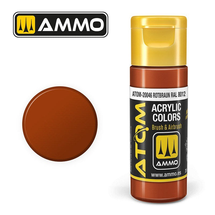 AMMO by Mig Jimenez ATOM-20046 Atom Color Rotbraun Ral 8012 20ml (8938433413357)