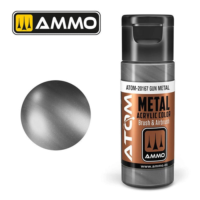 AMMO by Mig Jimenez ATOM-20167 Atom Color Metallic Gun Metal 20ml (8938442490093)