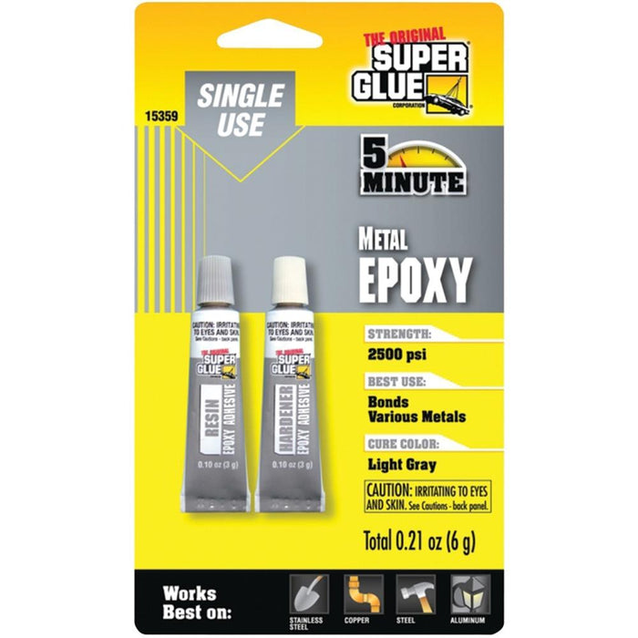 Super Glue 15359 5 Minute Metal Epoxy (Single Use) 6gm