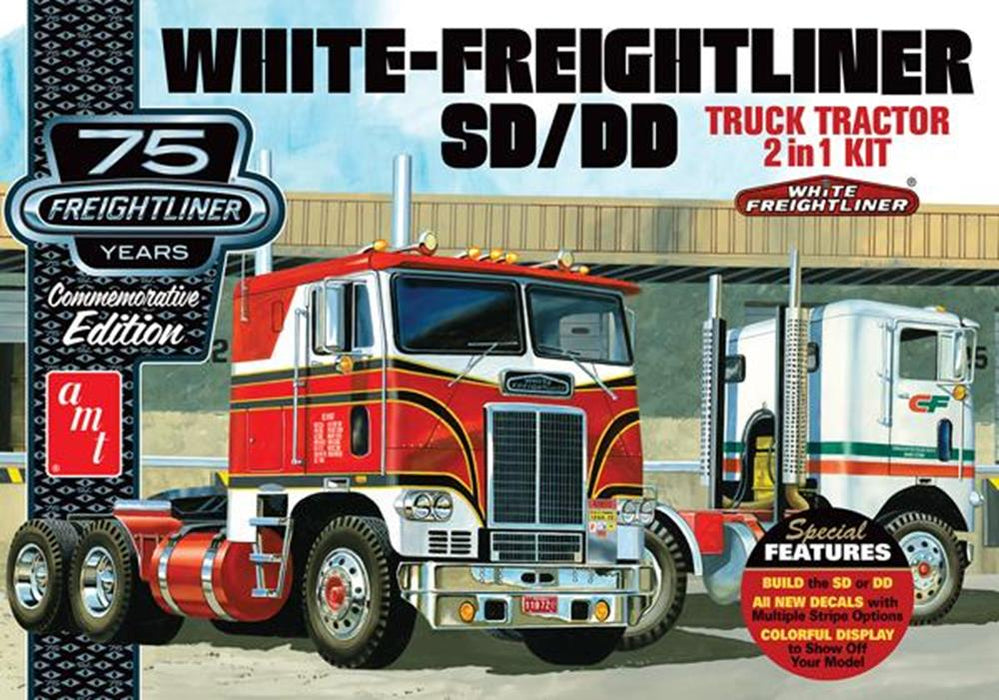 AMT 1046 1/25 White Freightliner 2-in-1 SC/DD Cabover Tractor (75th Anniversary)