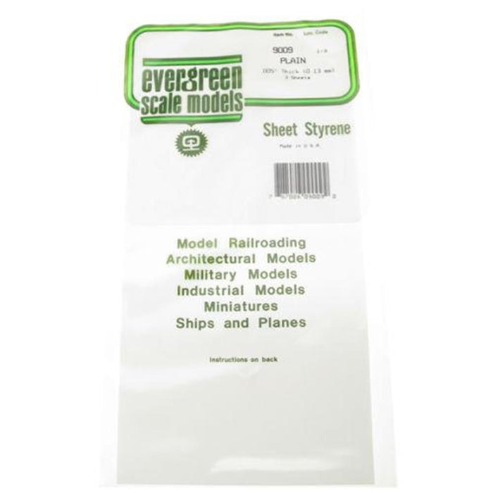 Evergreen 9009 Styrene White Sheet (0.005 X 6 X 12") - 3 pieces