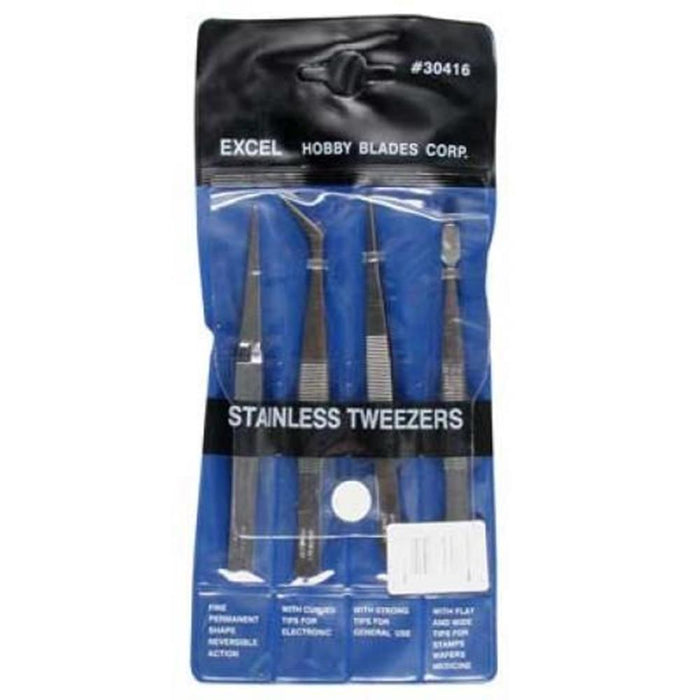 Excel Tools 30416 4pc Tweezer Set in Pouch