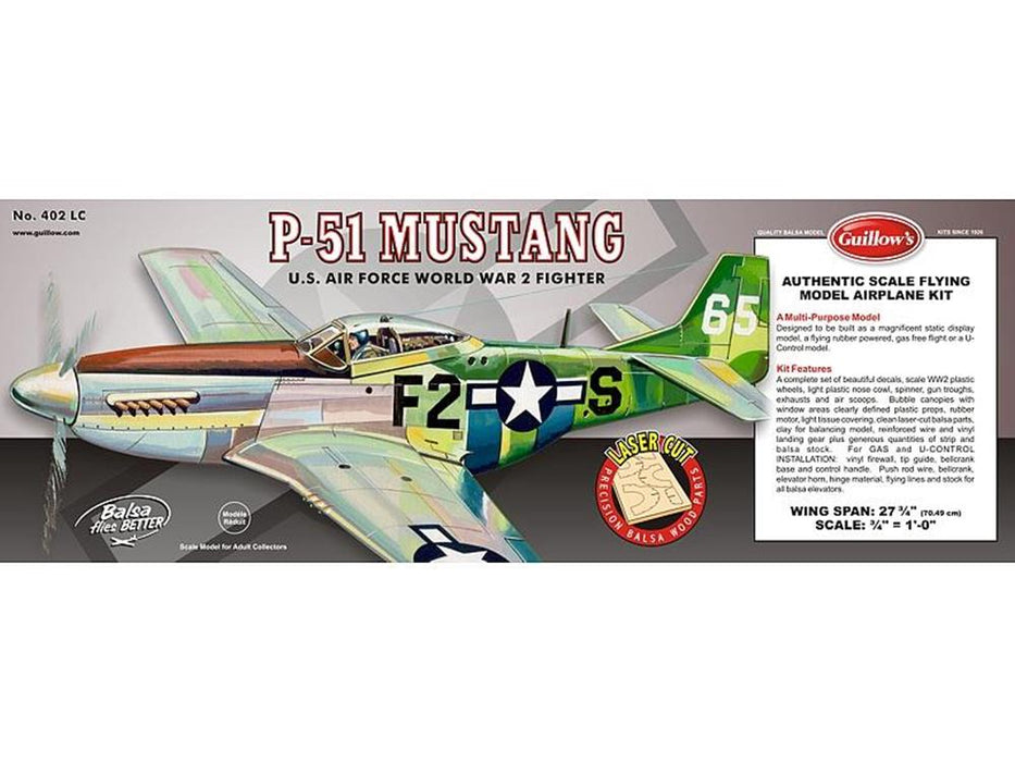Guillows #402LC 1/16 P-51 Mustang - Balsa Flying Kit