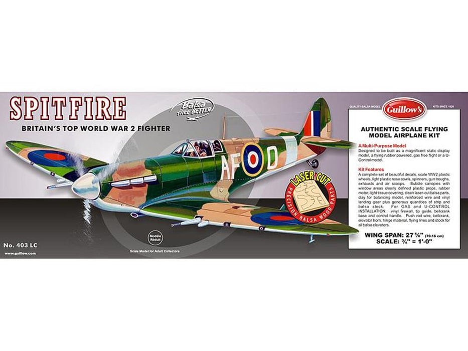 Guillows #403LC 1/16 Supermarine Spitfire - Balsa Flying Kit