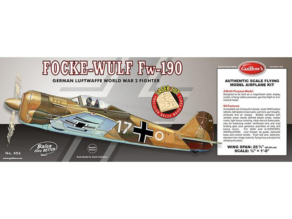 Guillows #406LC 1/16 Focke-Wulf Fw 190 - Balsa Flying Kit