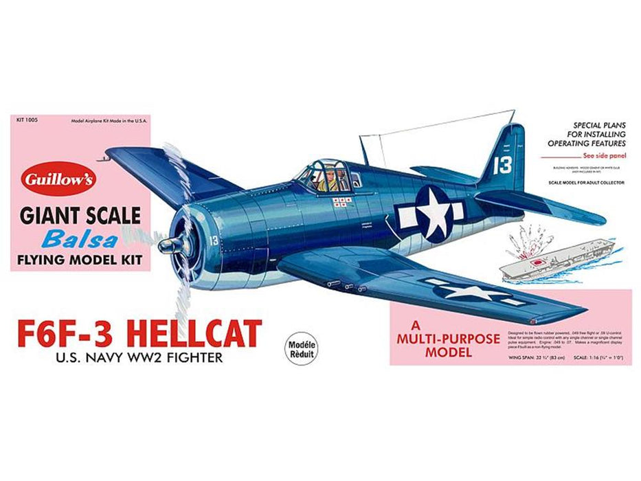 Guillows #1005 1/16 F6F-3 Hellcat - Balsa Flying Kit