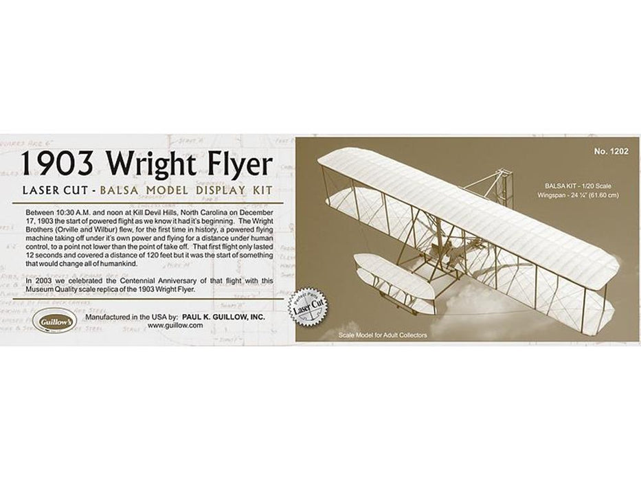 Guillows #1202 1/20 1903 Wright Flyer - Balsa Display Kit