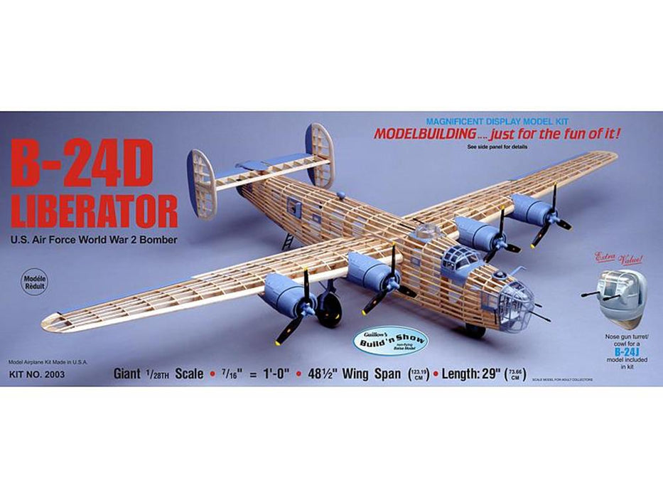 Guillows #2003 1/28 Consolidated B-24D Liberator - Balsa Display Kit