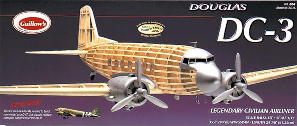 Guillows #804 1/32 Douglas DC-3 - Balsa Display Kit