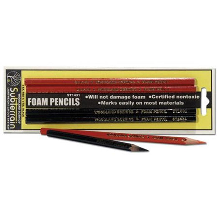 Woodland Scenics ST1431 Foam Pencils - Red and Black (2 each/pk)