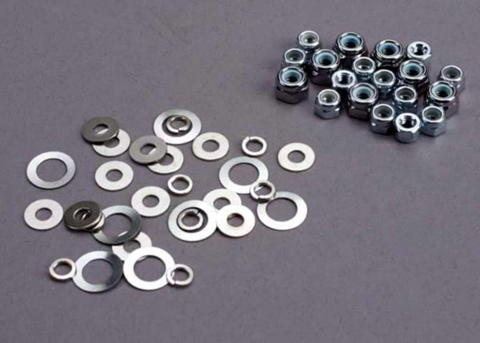 Traxxas 1252 - Nut set lock nuts (3mm (11) and 4mm(7)) & washer set