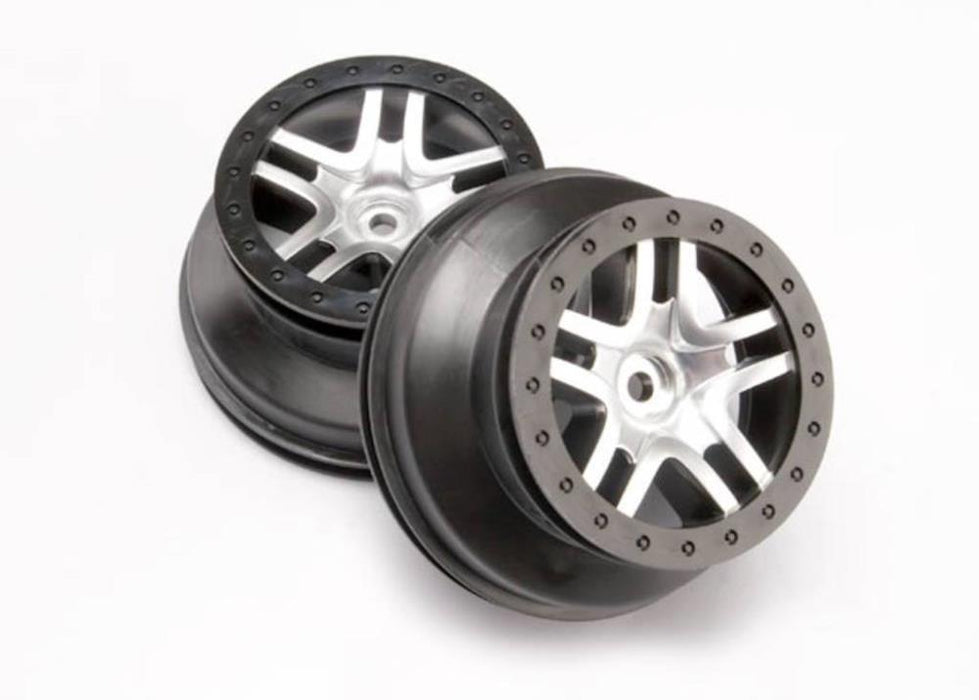 Traxxas 6872 - Sct Split-Spoke Satin Chrome Black Beadlock Style Dual Profile