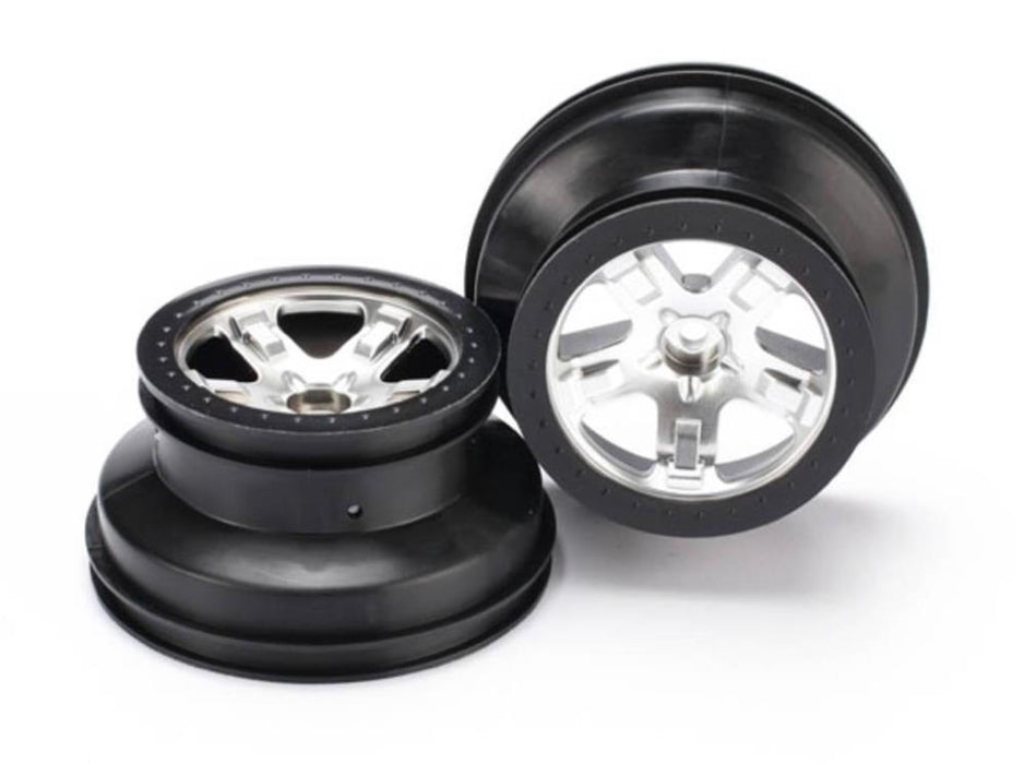 Traxxas 5874X - Wheels Sct Satin Chrome Black Beadlock Style Dual Profile (2.2 Inner) (2Wd Front) (2)