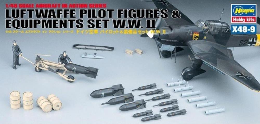 Hasegawa X48-9 1/48 36009 Luftwaffe Pilot Figures & Equipment Set