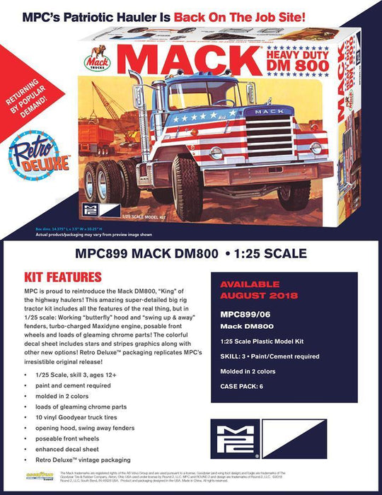 MPC 899 1/25 Mack DM800 Semi Tractor