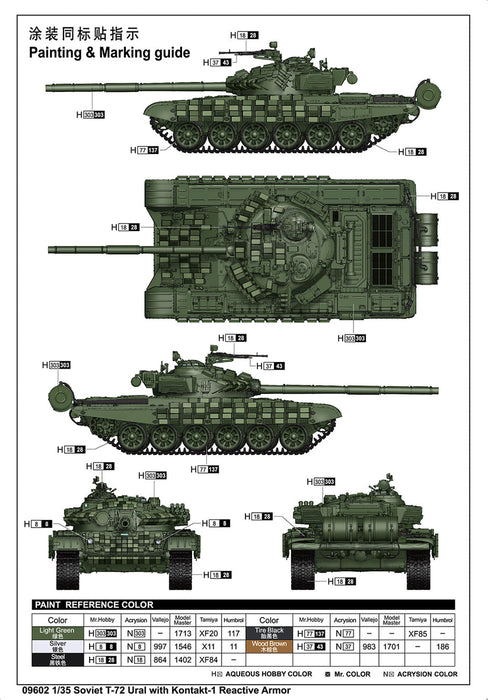 Trumpeter 09602 1/35 Soviet T-72 Ural with Kontakt-1 Reactive Armo