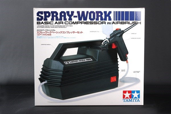 Tamiya 74520D Combo Set: SprayWork Basic Air Compressor w/Airbrush + AC Adapter