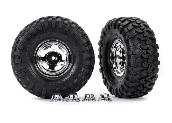 Traxxas 8159X Tires & wheels assembled glued \(requires #8255A extended thread stub axle)