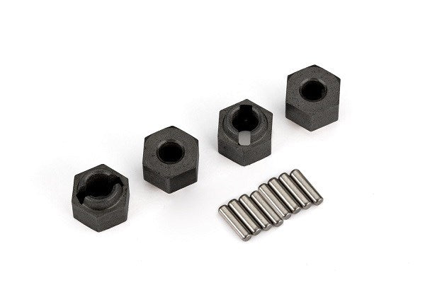 Traxxas 9750 Wheel hubs 7mm hex (4)/ axle pins (8)