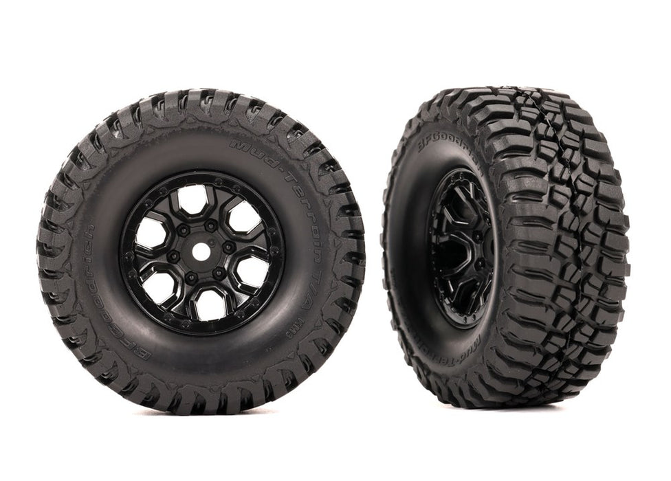 Traxxas 9774 Tires & wheels assembled (black 1.0' wheels BFGoodrich Mud-Terrain T/A KM3 2.2x1.0' tires) (2)