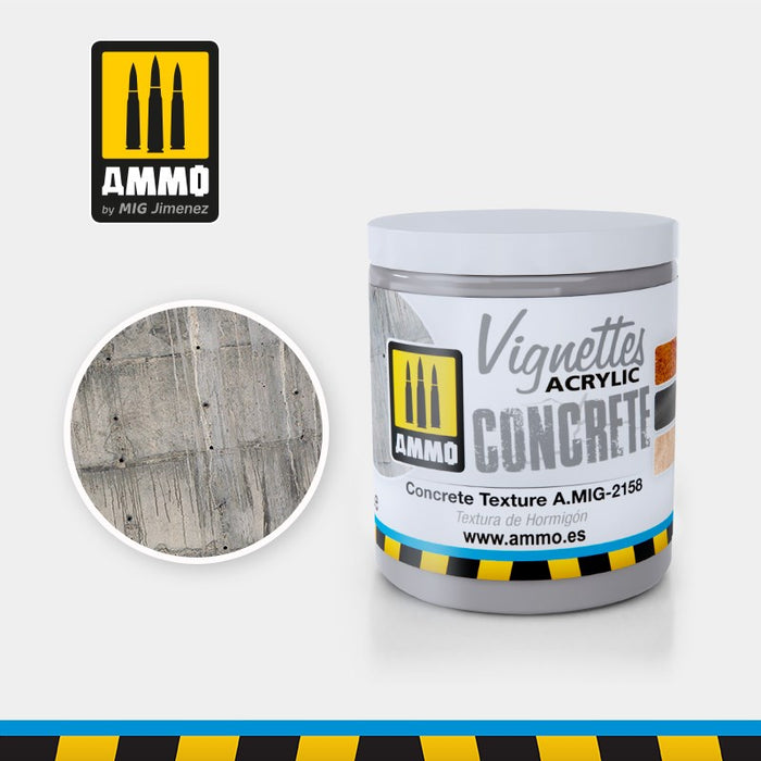 AMMO by Mig Jimenez A.MIG-2158 CONCRETE TEXTURE (100ML) - VIGNETTES ACRYLIC MUD