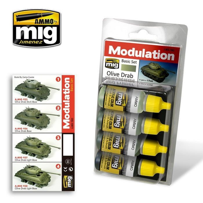 AMMO by Mig Jimenez A.MIG-7003 OLIVE DRAB MODULATION SET