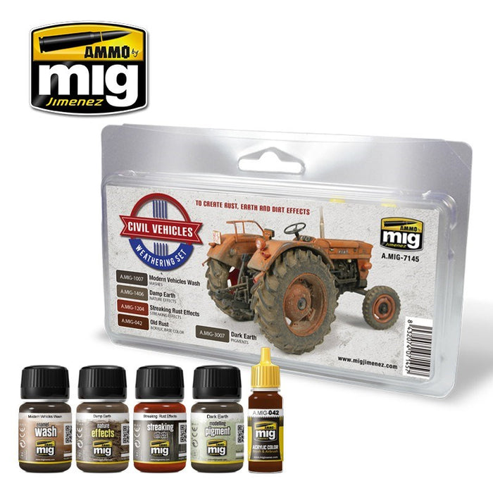 AMMO by Mig Jimenez A.MIG-7145 CIVIL VEHICLES WEATHERING SET