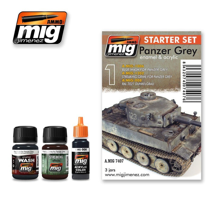 AMMO by Mig Jimenez A.MIG-7407 PANZER GREY SET