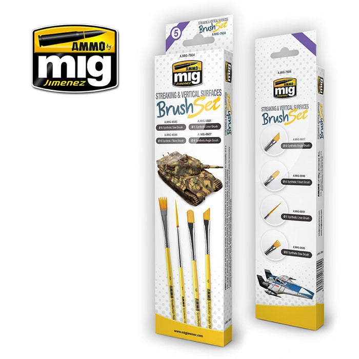 AMMO by Mig Jimenez A.MIG-7604 STREAKING AND VERTICAL SURFACES BRUSH SET