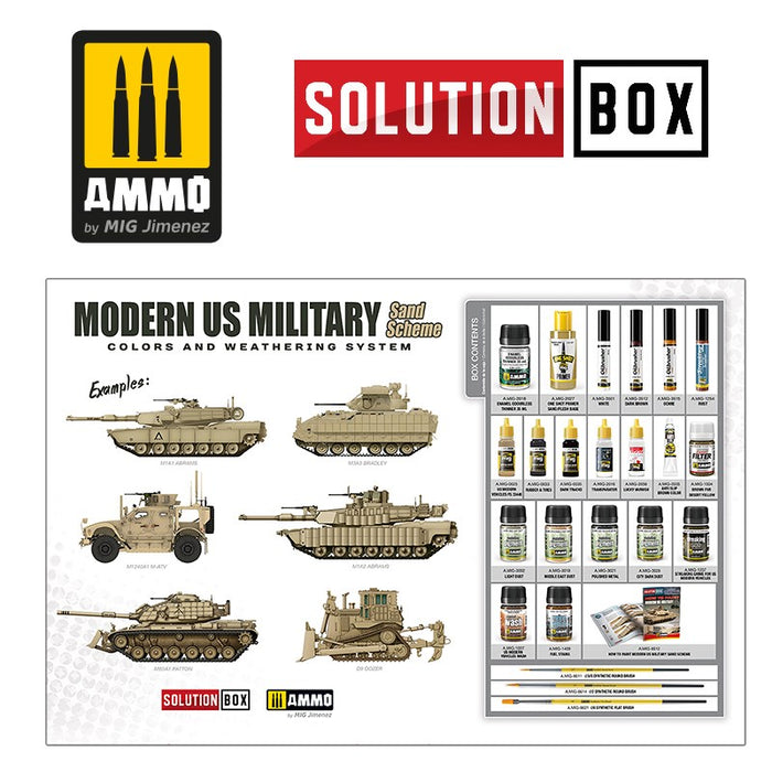 AMMO by Mig Jimenez A.MIG-7712 MODERN US MILITARY SAND SCHEME - SOLUTION BOX