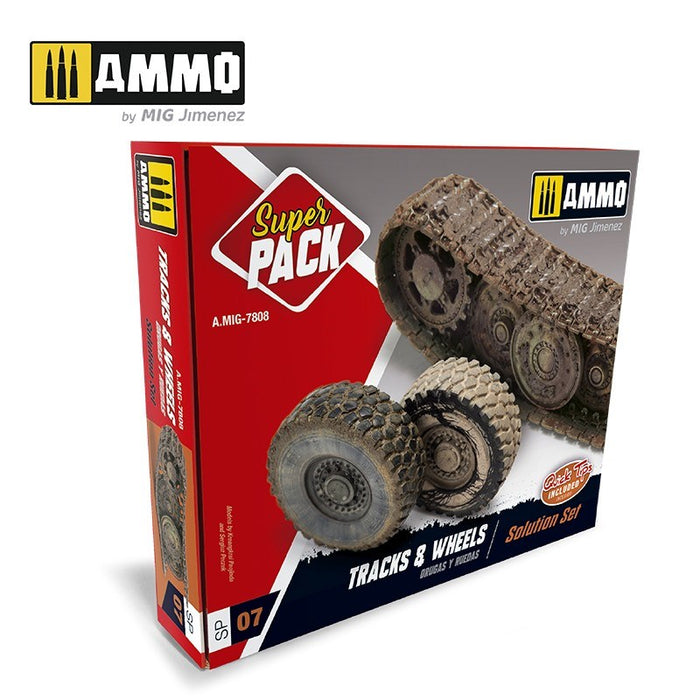 AMMO of Mig Jimenez A.MIG-7808 Super Pack: Tracks and Wheels Solution Set