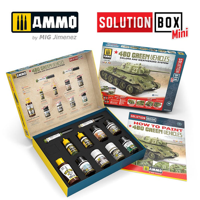 AMMO by Mig Jimenez A.MIG-7900 Solution Box MINI - 4BO Green Vehicles