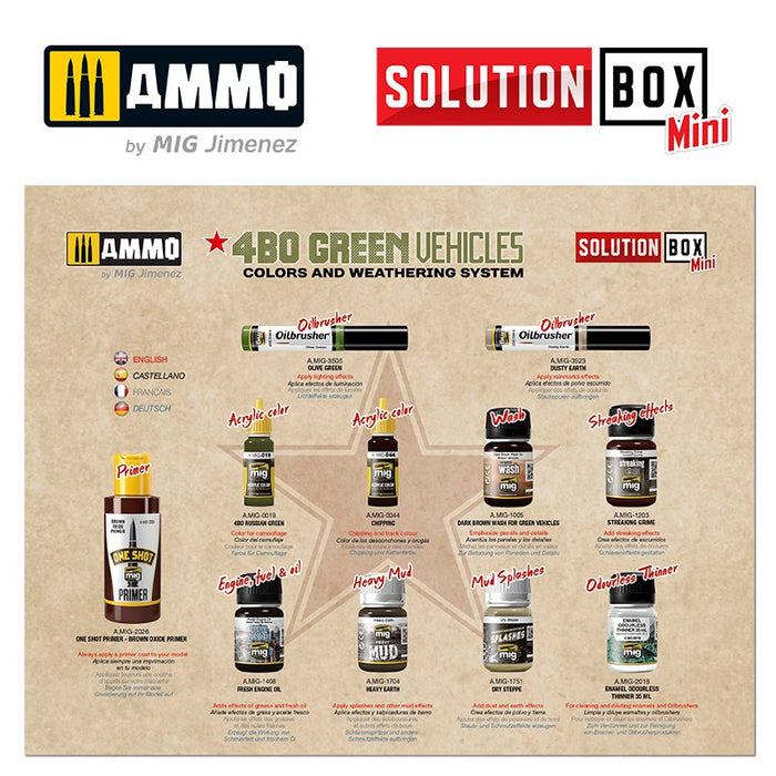 AMMO by Mig Jimenez A.MIG-7900 Solution Box MINI - 4BO Green Vehicles