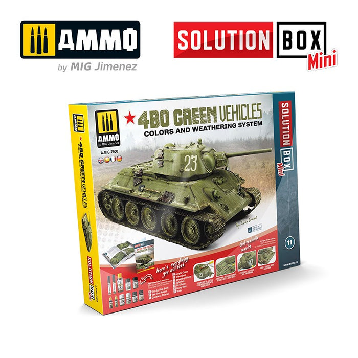 AMMO by Mig Jimenez A.MIG-7900 Solution Box MINI - 4BO Green Vehicles