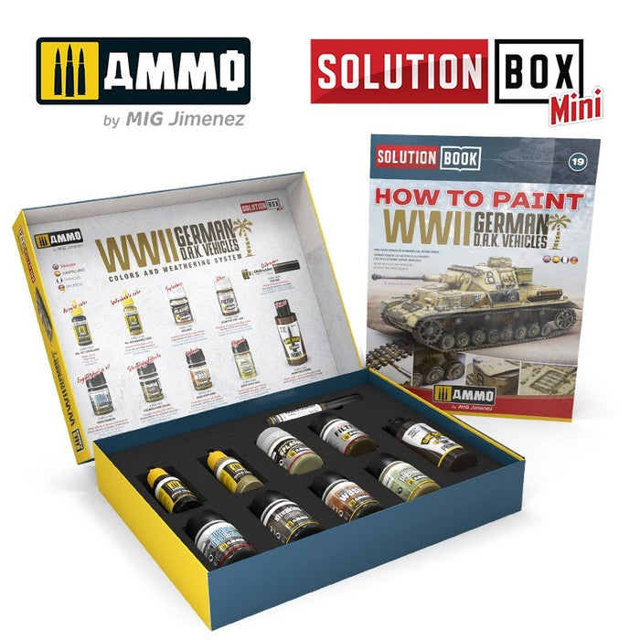 AMMO by Mig Jimenez A.MIG-7902 SOLUTION BOX MINI #19 WWII German D.A.K. Vehicles